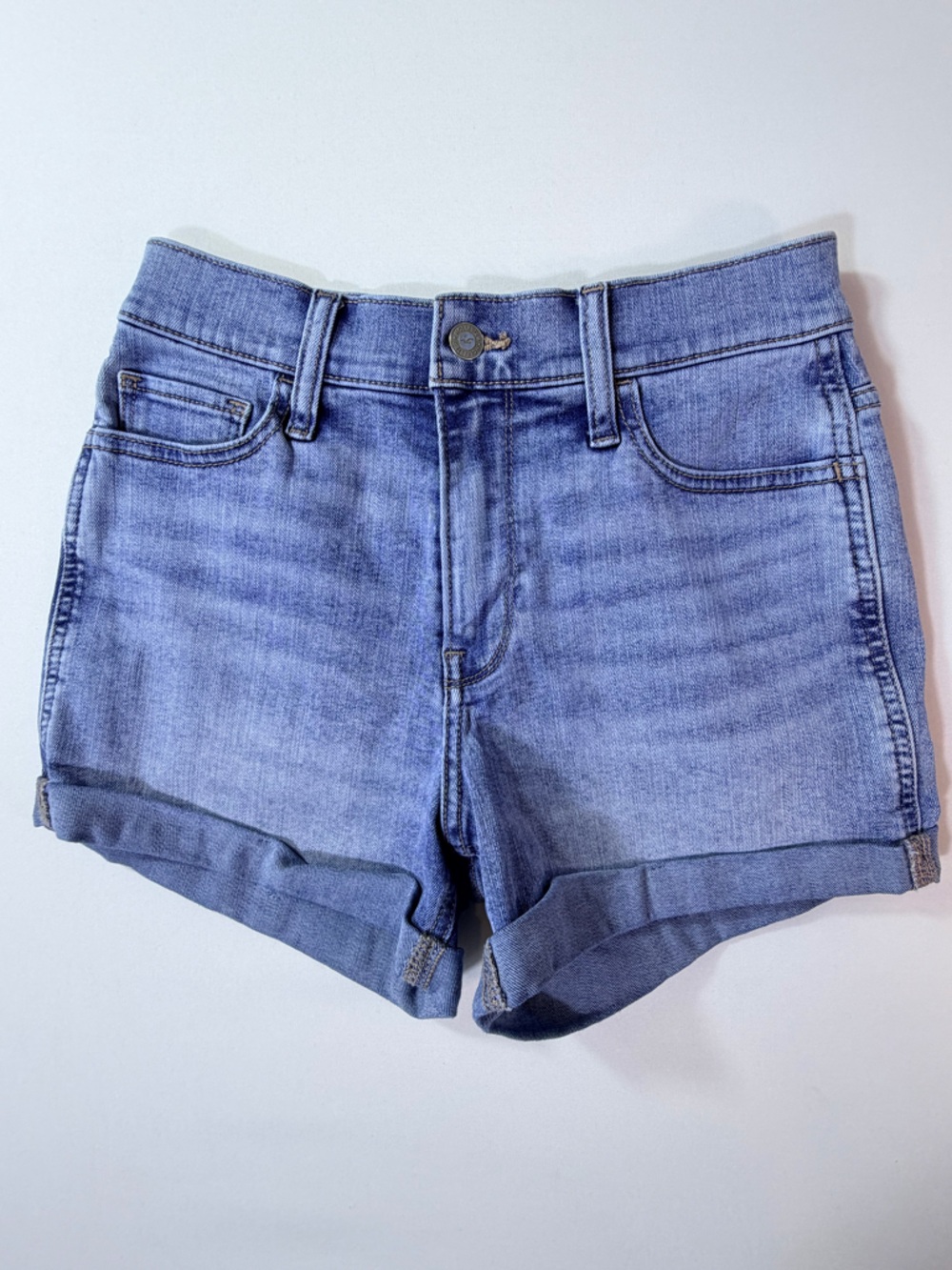 Hollister High Waist Rolled-Hem Blue Jean Denim Shorts Size 5 / 4 W27